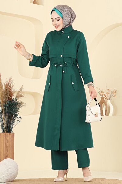 ModaMerve Beli Tünelli Dabıl Takım PL9168-MS Zümrüt
