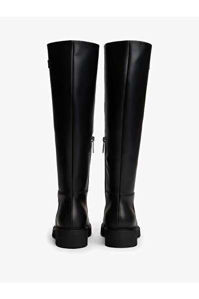 Tommy Hilfiger Kadın Konçlu Kalın Tabanlı Uzun Çizme - Siyah