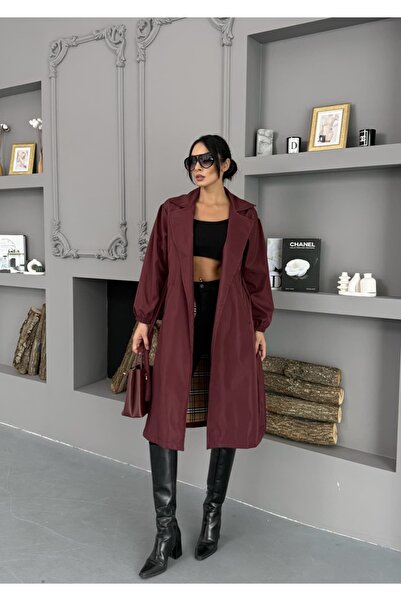 BUUFUU Kadın Trençkot Su geçirmez Bondit Kumaş