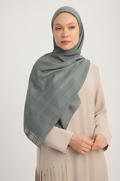 A25256 Jacquard Plaid Chiffon Scarf 120x120cm - Nefti