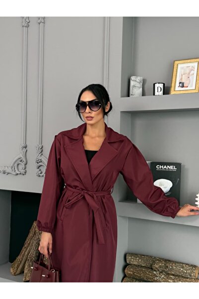 BUUFUU Kadın Trençkot Su geçirmez Bondit Kumaş