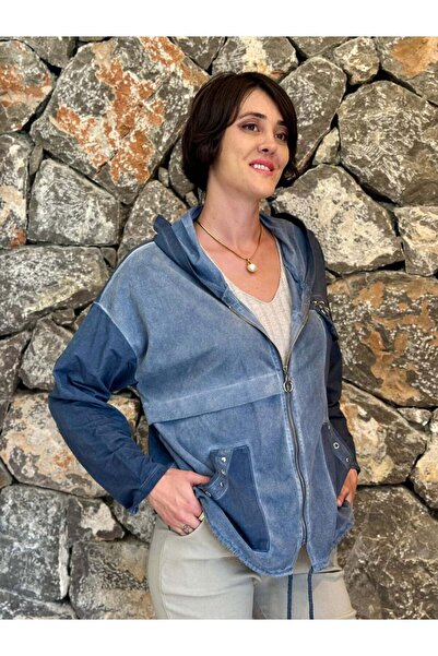 Punta Otantik Nc62020 Hooded Zippered Italian Washed Jacket Navy Blue