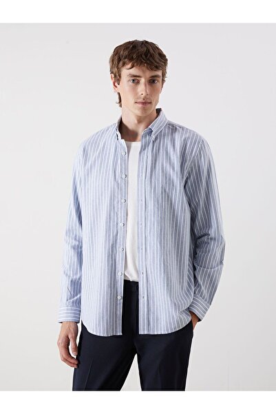 LC Waikiki SOUTHBLUE Regular Fit Long Sleeve Striped Men's Shirt