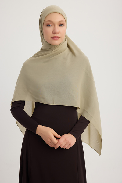 MıssColor A4801 Büyük Şifon Eşarp 140x140 - Yağ Yeşili
