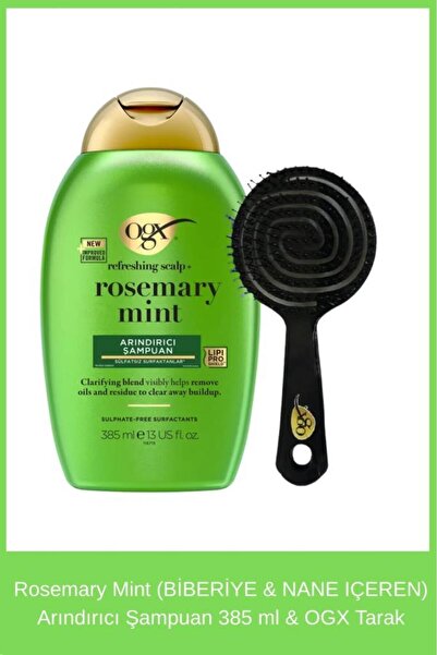 OGX Rosemary Mint (BİBERİYE & NANE IÇEREN) Arındırıcı Şampuan 385 ml & Tarak