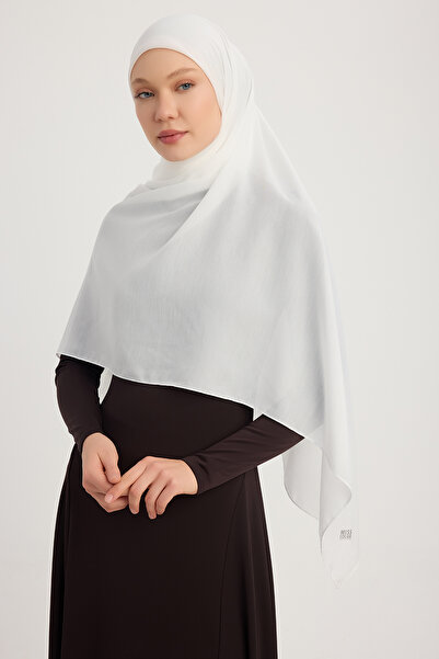 MıssColor A4801 Μεγάλο Κασκόλ Σιφόν 140x140 - Λευκό