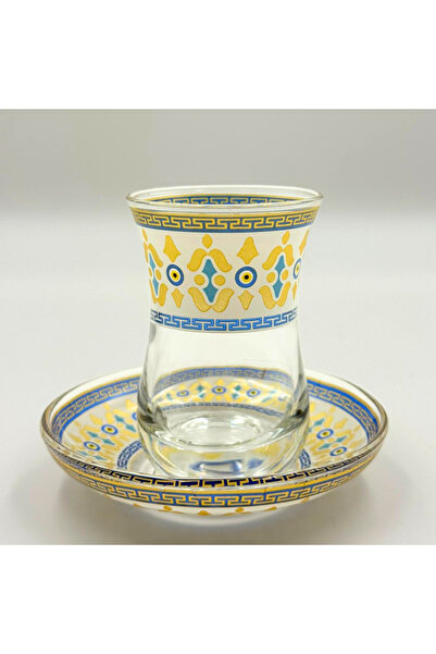 MEVLANA BAZAAR طقم أكواب شاي مطلي بالذهب لـ 6 أشخاص