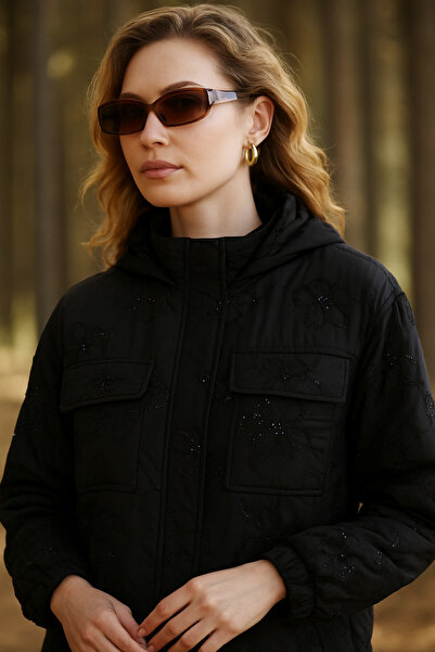 Moodbasic Premium by Pul Embroidered Quilted Lined Coat