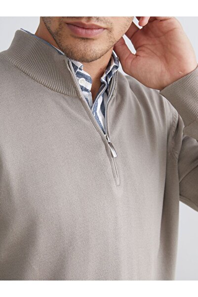 LC Waikiki Southblue Stand Collar Men's Knit Sweater