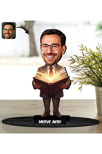 Bk Gift Kişiye Özel Erkek Öğretmen Tasarımlı Karikatür Biblo -9, Öğretmene He...