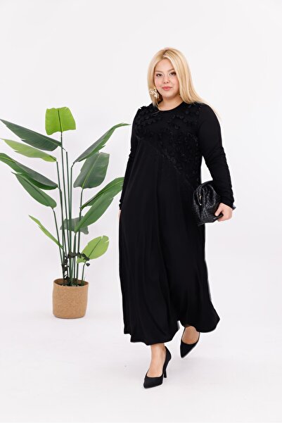 Siyezen Plus Size Ruffle Collar Dress