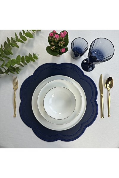 Table Alp Deri Üzerine Nakışlı Lüks Amerikan Servis Seti 6 Adet – TableAlp