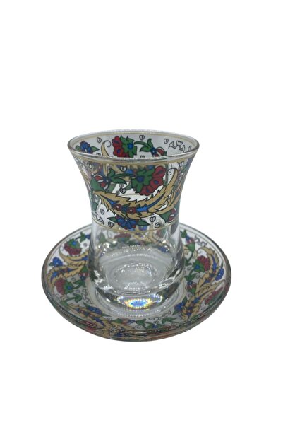 MEVLANA BAZAAR Osmanlı Desenli 6 Kişilik Çay Bardağı Seti