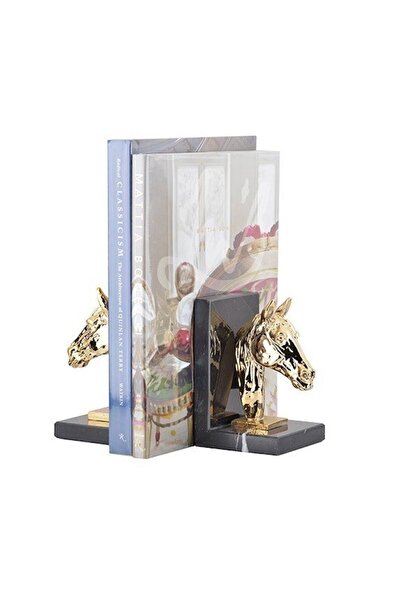 ege gross Διακοσμητική Βιβλιοθήκη Αλόγου με Βάση από Φυσικό Μαύρο Μάρμαρο