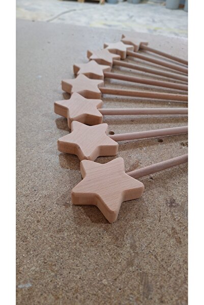 MrtAhşap Star Staff Made of Beech Wood, 10 Pieces