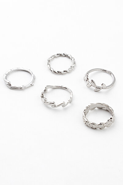 Sortie Aksesuar مجموعة خواتم مكونة من 5 قطع بتصميم أوراق الشجر واللولب