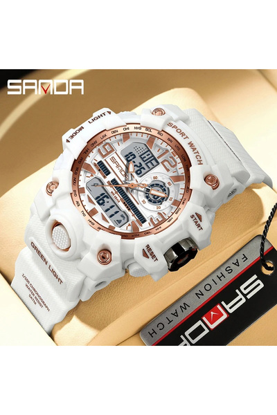 Sanda 3353 White-Rose Children's Watch – Sport Design, Digital, Multiple Functions, 5ATM