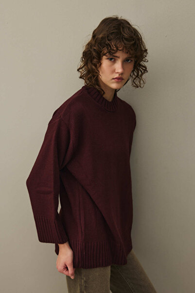 Fahhar Oversize Knitted Sweater Plum