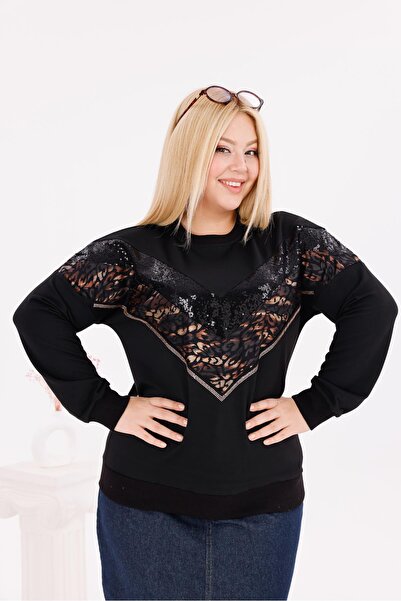 Siyezen Plus Size Leopard Sweatshirt