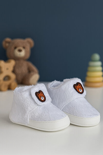 eradkids Premıum Peluş Ayıcık Detaylı Yumuşak Taban Erkek Bebek Ayakkabı-Bebek patik