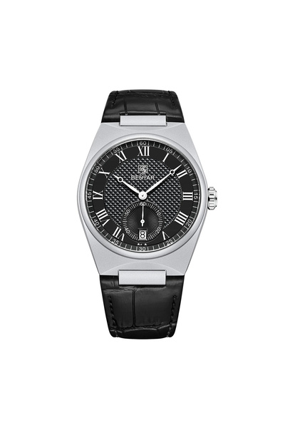 Benyar Ceas bărbătesc 5199 argintiu-negru – design business, funcții multiple, rezistent la șocuri, 3ATM