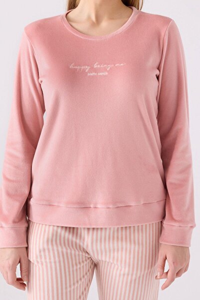 Pierre Cardin Kadın Kadife Uzun Kollu Pijama Takımı