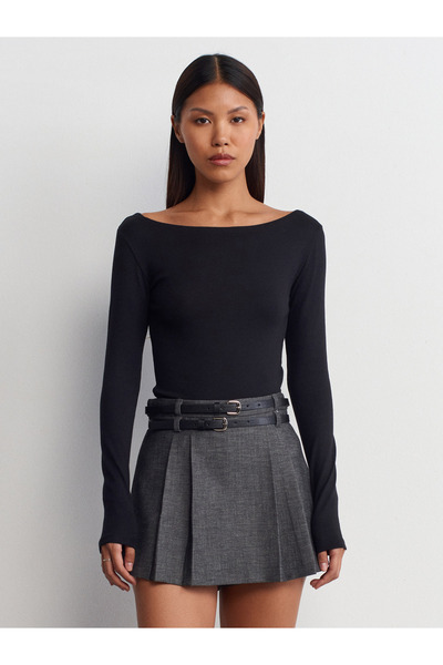 Dilvin Boat Neck Long Sleeve T-Shirt