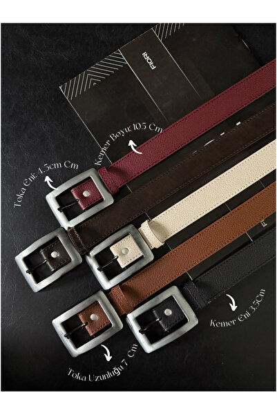 Fiori 5'li Karartma Kare Gold Tokalı Kadın Pantolon Kemeri, Ceket Kemeri, Elb...