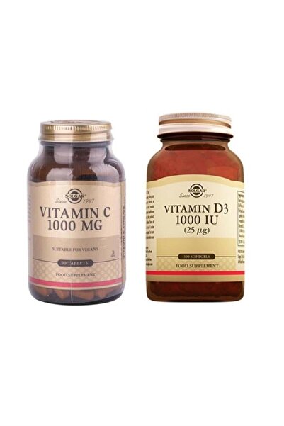 Solgar فيتامين سي 1000 ملغ 90 قرص + فيتامين د3 1000 وحدة دولية 100 قرص