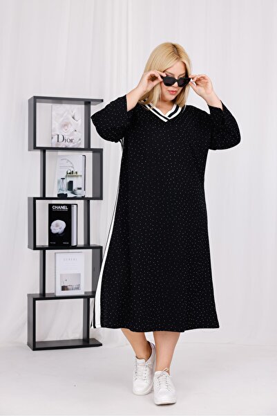 Siyezen Plus Size Sparkly V-Neck Dress