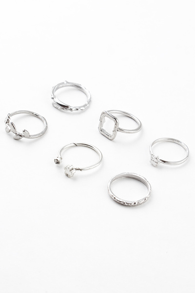 Sortie Aksesuar مجموعة من 6 خواتم بأشكال أوراق الشجر والزهور