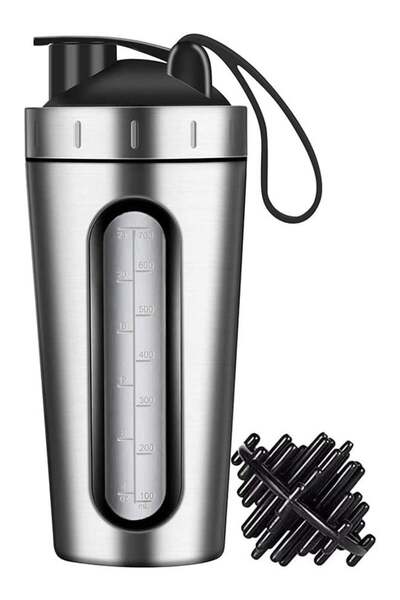 LENND زجاجة رج البروتين، كوب رج البروتين مع كرة رج، نافذة مرئية، غطاء من الفو...