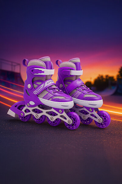 Vadi Double Row Light-Up Silicone Wheel Adjustable Roller Skates – Aluminum Body, Set with Bag