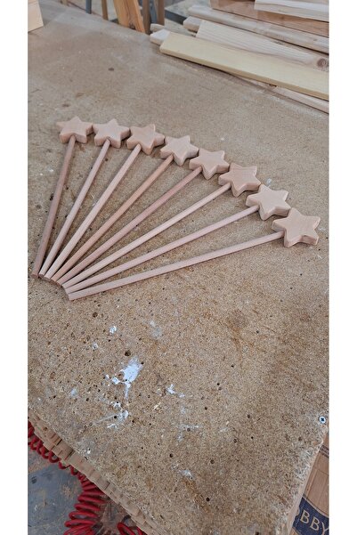 MrtAhşap Star Staff Made of Beech Wood, 10 Pieces