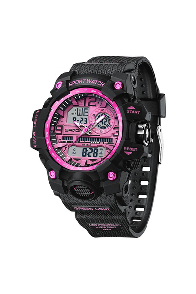 Sanda Ceas pentru copii 3353 Negru-Roz – Design Sportiv, Digital, Funcții Mul...