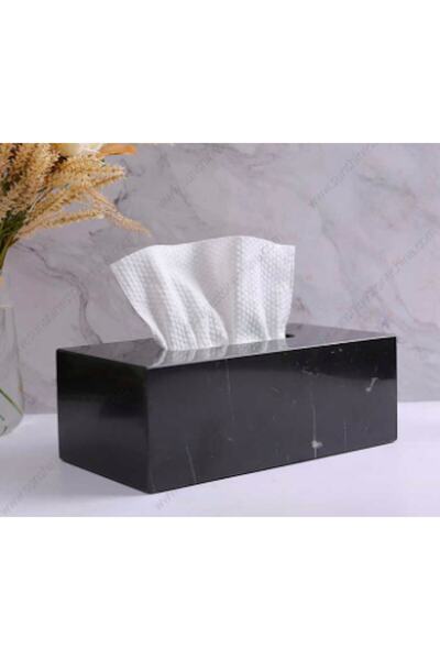 ege gross Doğal Mermer Peçtelik Mendil Kutusu Siyah Peçete Kutusu