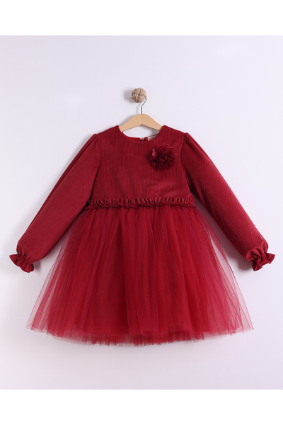 Serkon BABY Winter Velvet Fluffy Tulle Girls' Dress - Party & Birthday Girls' Special Occasion Dress