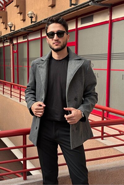 inpool Men'S, Double-Breasted Closure, Sport-Classic, Standard-Fit, Midi Length, Cashmere Coat 634