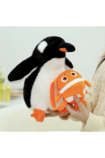 MASHASHOP Realistic plush penguin, white/black, 38 cm