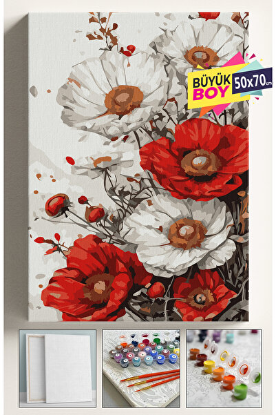 Corvo Sayılarla Boyama Seti Numaralı Tuval Fırça Boya Dahil Kasnaklı Set 50x7...