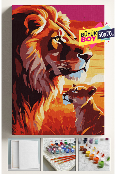 Corvo Sayılarla Boyama Seti Numaralı Tuval Fırça Boya Dahil Kasnaklı Set 50x7...