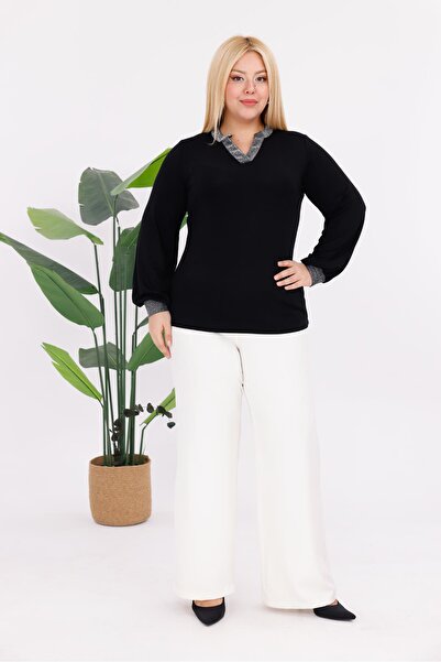 Siyezen Plus Size Silver Glitter Blouse