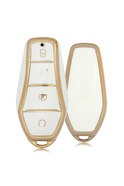 Rem Anahtar Oto Elektronik Anahtar غطاء مفتاح ذكي نانو بأربعة أزرار لسيارات أتو 3 ودولفين وهان وسيال وتانغ - أبيض