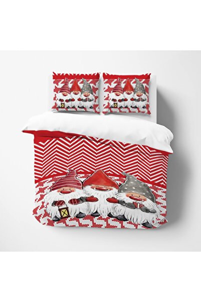 OEM 2-piece bed linen, Festive Gnomes pattern, 135x 200cm + pillowcase 80x80 cm, Cotton