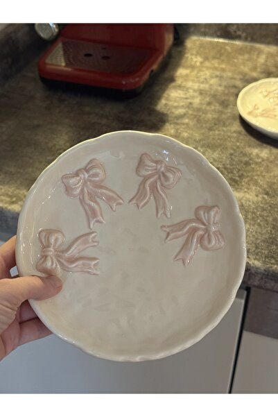 selvi wear Kore Tasarımı Fiyonk Detaylı 2’li Tatlı Tabağı | Premium Kalite