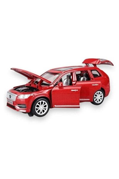 MASHASHOP Metal toy car Volvo XC90, sounds, movable doors, hood & trunk, red, 16 cm
