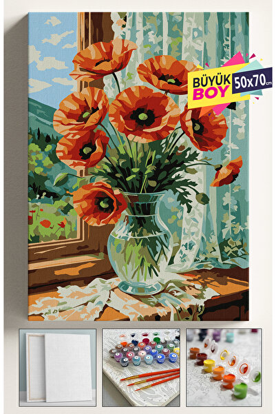 Corvo Sayılarla Boyama Seti Numaralı Tuval Fırça Boya Dahil Kasnaklı Set 50x7...