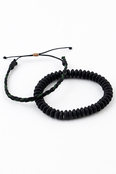 Sortie Aksesuar Adjustable Length Macrame Rope and Natural Stone Bracelet Com...