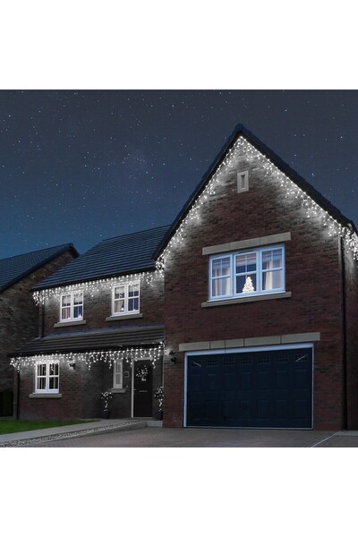 Crocodileskids Instalatie Craciun, 50 m, Led-uri, Franjuri, Alb rece, Flash, ...