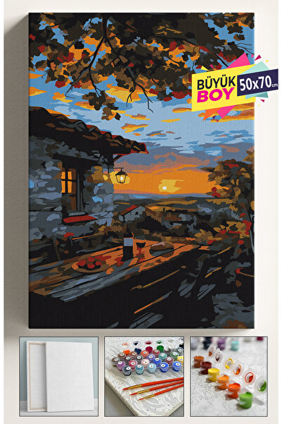 Corvo Sayılarla Boyama Seti Numaralı Tuval Fırça Boya Dahil Kasnaklı Set 50x7...